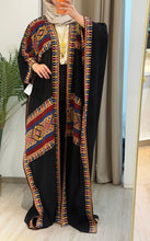 Stylish Black & Colorful Embroidered Open Abaya/Bisht