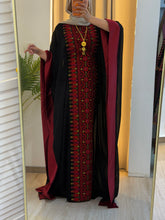 Farasheh Black and Red Embroidered Abaya/Bisht with Satin Details