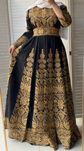 Super Elegant Black Cloche Dress with Golden Embroidery