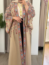 Yasmin Beige Embroidered Open Abaya/Bisht