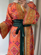 NAQSH Qasab Luxurious Orange Diamond Embroidered Abaya with Golden Thread Details
