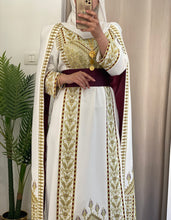 Stunning White And Gold Royal Sleeve Palestinian Embroidered Dress