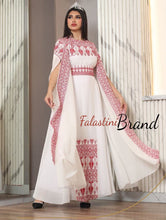 Elegant Royal Off White and Red Embroidered Dress