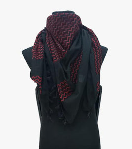 Original Black Base and Red Pattern Hirbawi Kufiya/Keffiyeh