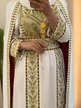 Stunning White And Gold Royal Sleeve Palestinian Embroidered Dress