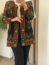 Palestinian Black And Green Colorful Floral Embroidered Jacket