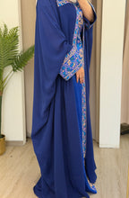 Zuhoor Blue With Colorful Embroidered Strappy Dress and Abaya Set
