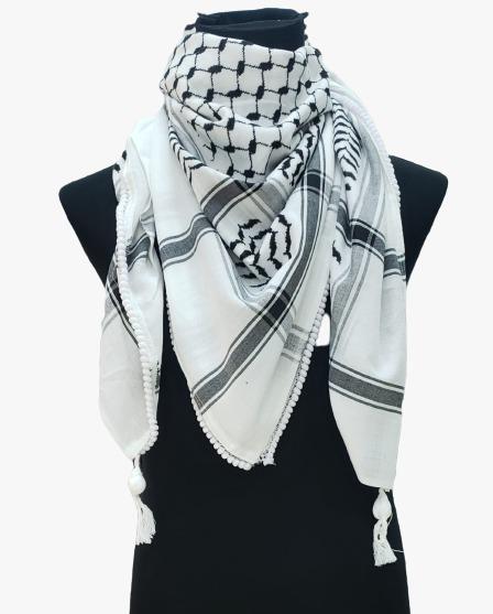 Original Black and White Hirbawi Kufiya/Kufiyyeh/Keffiyeh