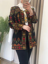 Palestinian Black And Green Colorful Floral Embroidered Jacket