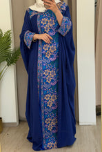 Zuhoor Blue With Colorful Embroidered Strappy Dress and Abaya Set