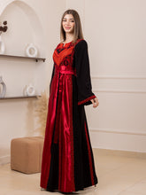 Yaqoot Elegant Stylish Black Thob with Red Embroidery and Satin Details