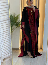 Farasheh Black and Red Embroidered Abaya/Bisht with Satin Details