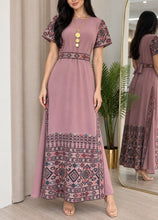 SARA Gorgeous Pink Embroidered Dress Short Sleeve