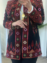 Palestinian Black And Red Colorful Floral Embroidered Jacket