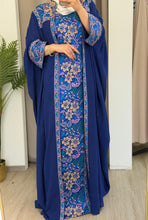 Zuhoor Blue With Colorful Embroidered Strappy Dress and Abaya Set