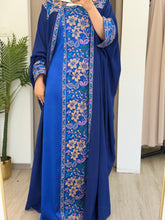 Zuhoor Blue With Colorful Embroidered Strappy Dress and Abaya Set