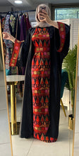 Royal Black Embroidered Dress and Abaya Set