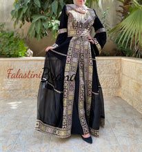 Elegant Black 2 Pieces Royal Kaftan Dress with Organza Details