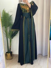 Yaqoot Elegant Stylish Black Thob with Green Embroidery and Satin Details