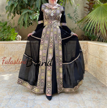 Elegant Black 2 Pieces Royal Kaftan Dress with Organza Details