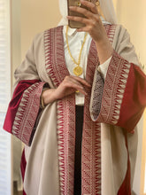 Sulaf Elegant Beige Bisht with Palestinian Embroidery and Satin Details