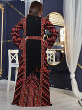 Amazing Black & Red Palestinian Embroidered Thobe Dress With Astonishing Embroidery