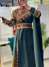 Elegant Green Shoulder Details Embroidered Dress