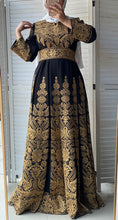 Super Elegant Black Cloche Dress with Golden Embroidery