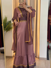 Very Elegant New Design Pink and Black Embroidered Dress with Golden Sleeve Details