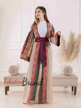 Most Elegant Full of Details Beige Abaya with Satin and Malak like Embroidery