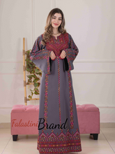 Delicate and Classy Gray Thob with Red Embroidery