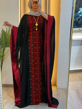 Farasheh Black and Red Embroidered Abaya/Bisht with Satin Details