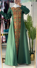 Stunning Green Cloche Satin All Long Embroidered Dress