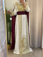 Stunning White And Gold Royal Sleeve Palestinian Embroidered Dress