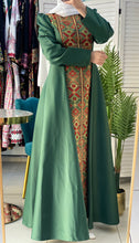 Stunning Green Cloche Satin All Long Embroidered Dress