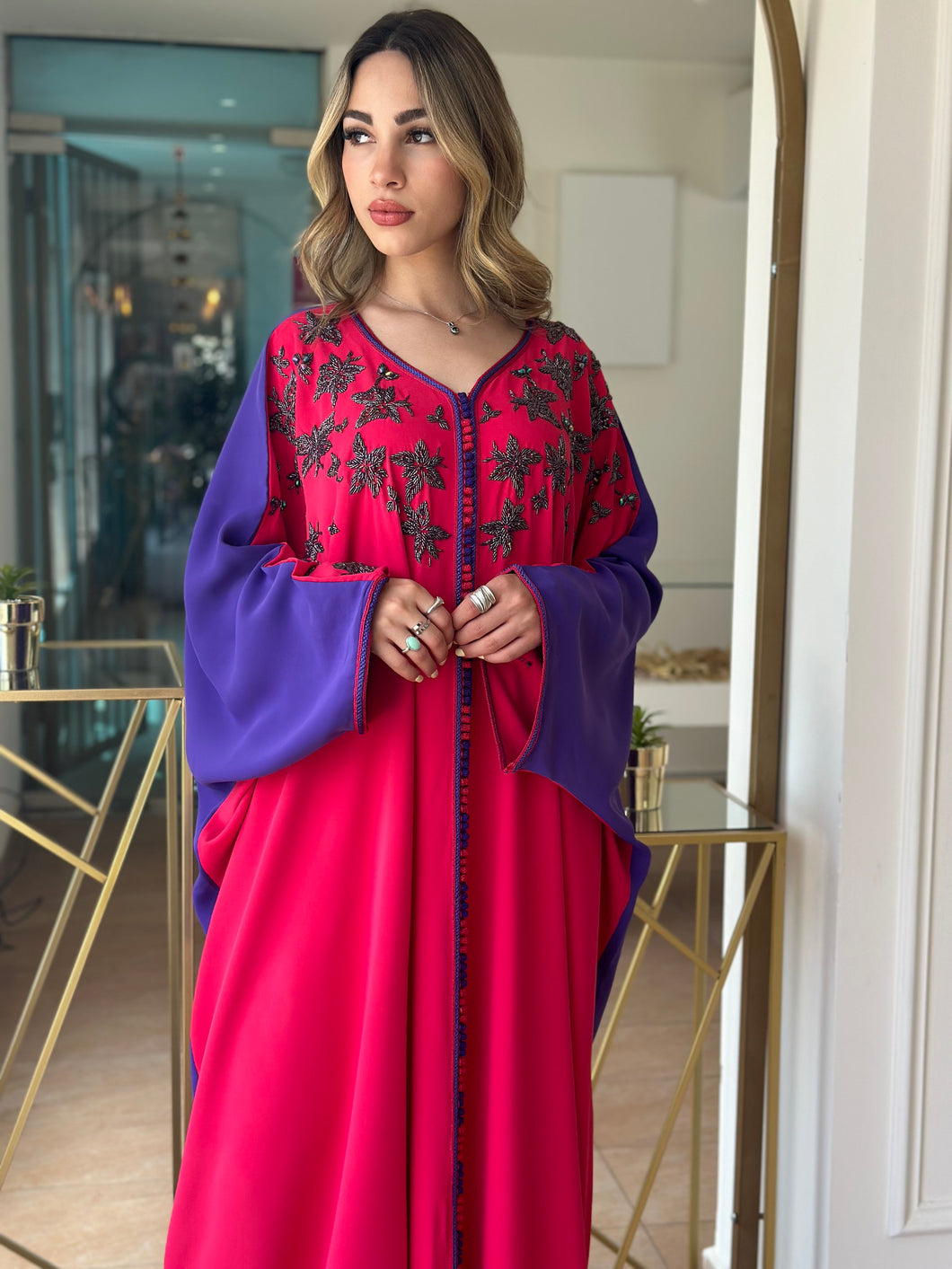 Elegant Two-Tone Butterfly Caftan