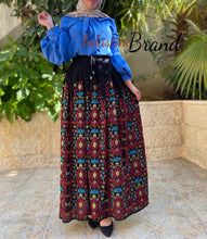 Elegant Black And Blue Embroidered Skirt