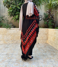 Palestinian Black And Red Embroidered Shawl Blouse Long Version