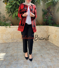 Elegant Palestinian Black And Red Embroidered Jacket