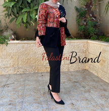 Elegant 2 Pieces Palestinian Black Embroidered Jacket