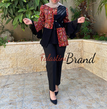 Elegant 2 Pieces Palestinian Black Embroidered Jacket