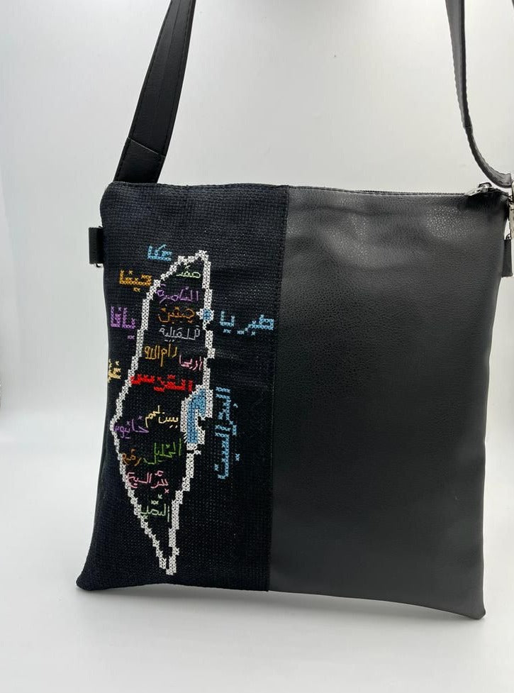 Palestine Map Black Shoulder Bag