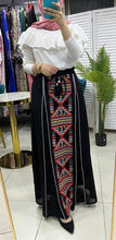 Unique Black and Red Embroidered Skirt with Satin Lines Details