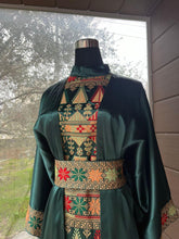 Royal Green Embroidered Dress and Abaya Set