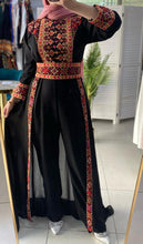 Stylish Black And Beige Embroidered Jumpsuit Dress with Palestinian Embroidery