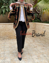 Elegant Palestinian Black And Golden Embroidered Jacket