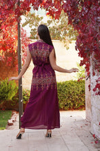 Purple Palestinian Lite Georgette Embroidered Long Vest Abaya