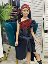 Little Girl Palestinian Embroidered Black Satin Unique Design Dress