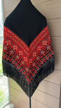 Black And Red Embroidered Shawl with Stylish Machine Embroidery