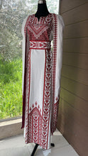 Stunning White And Red Royal Sleeve Palestinian Embroidered Dress